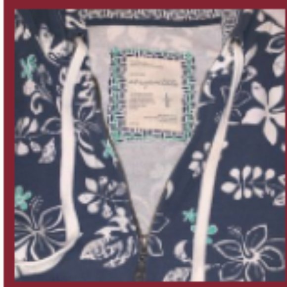 Short Sleeve Floral Zip Up Hoodie - Picture 2 of 2